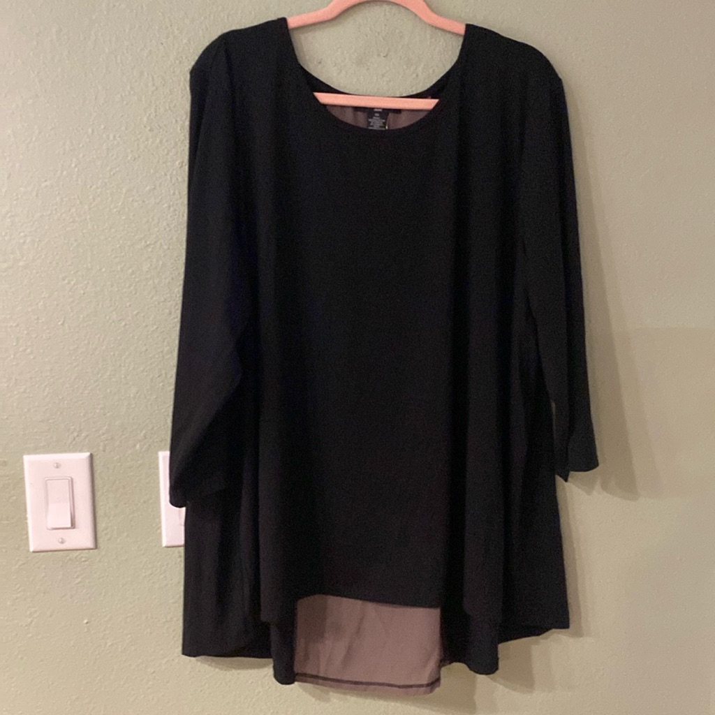 Verve Ami Black Top With Tan Insert In Back, Size 3x, Nwt